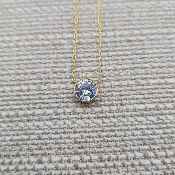 18 Inch Gold Over Sterling Silver Bright Cubic Zirconia Gem Necklace A6060 - Picture 4 of 8